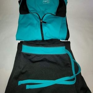 Women's teal and black jogging suit